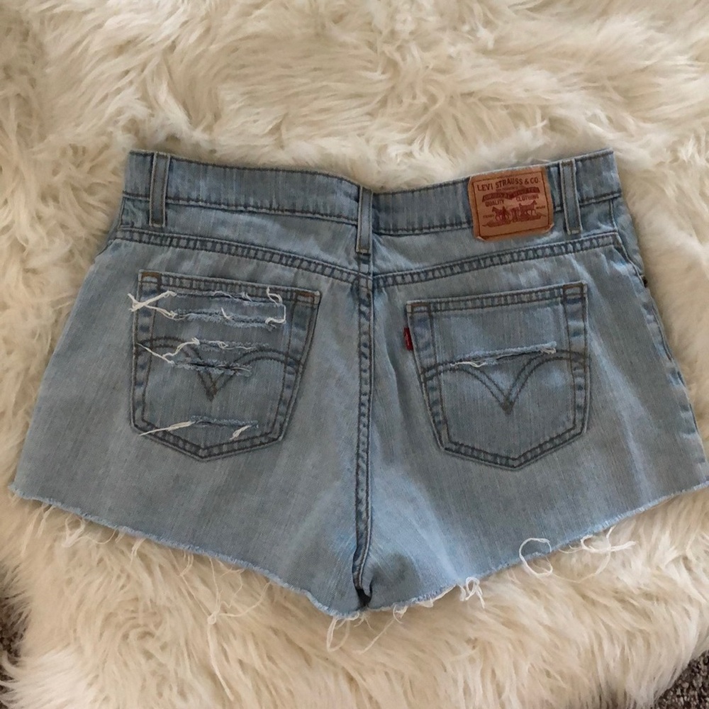 Distressed Levi’s jean shorts